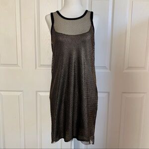 American Retro Gold and Black Mesh Mini Dress